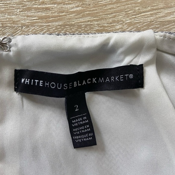 WHBM Gray Houndstooth Flat Front White Lined Office Pencil Skirt Invisible Zip 2 - Picture 5 of 8